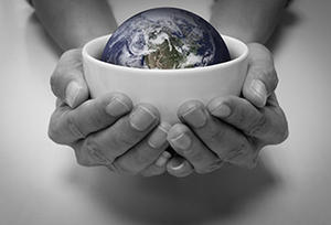 Hungry people and the earth in white ceramic bowl.jpg